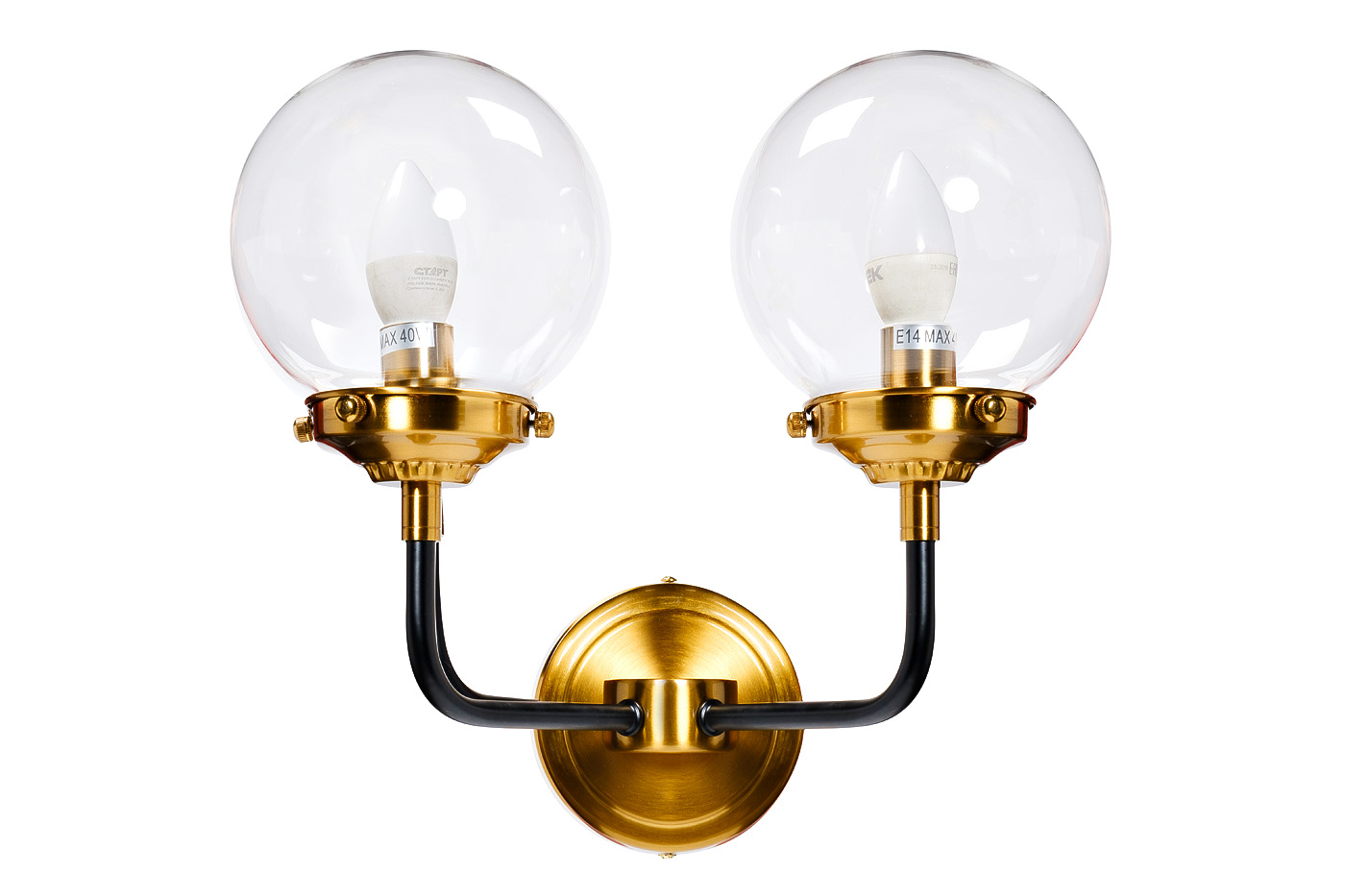 K2KG0521W-2 Бра Сфера (Simple) M латунь, стекло прозр. 32*23*h32 см