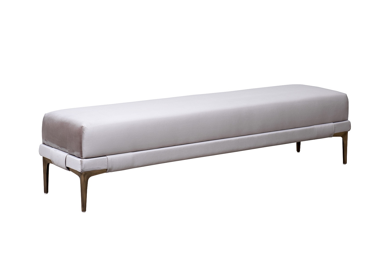 Банкетка Prima 160 на метал опорах серая Velvet SER 40*160*40см