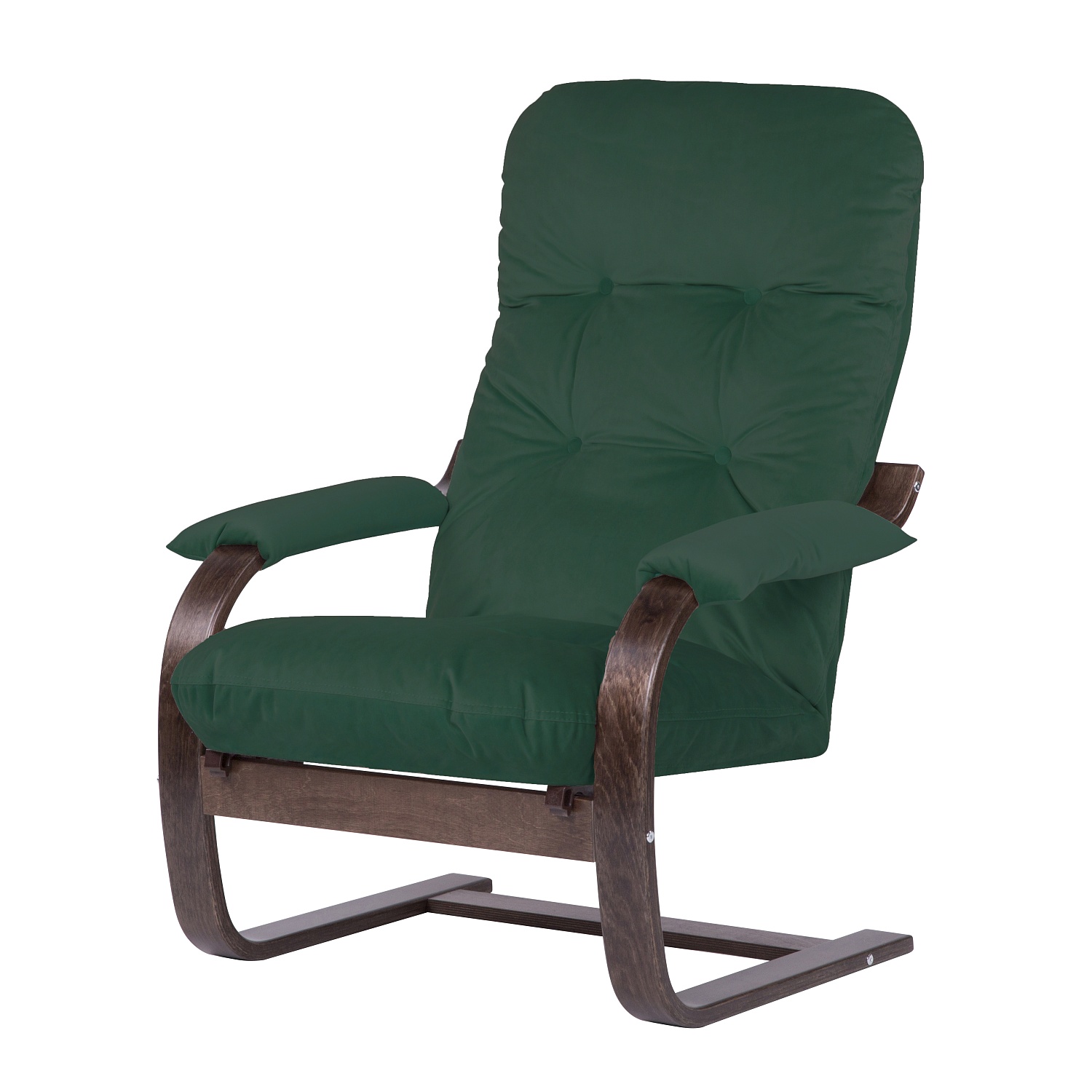 кресло Онега-2  Бархат Зеленый каркас  Орех